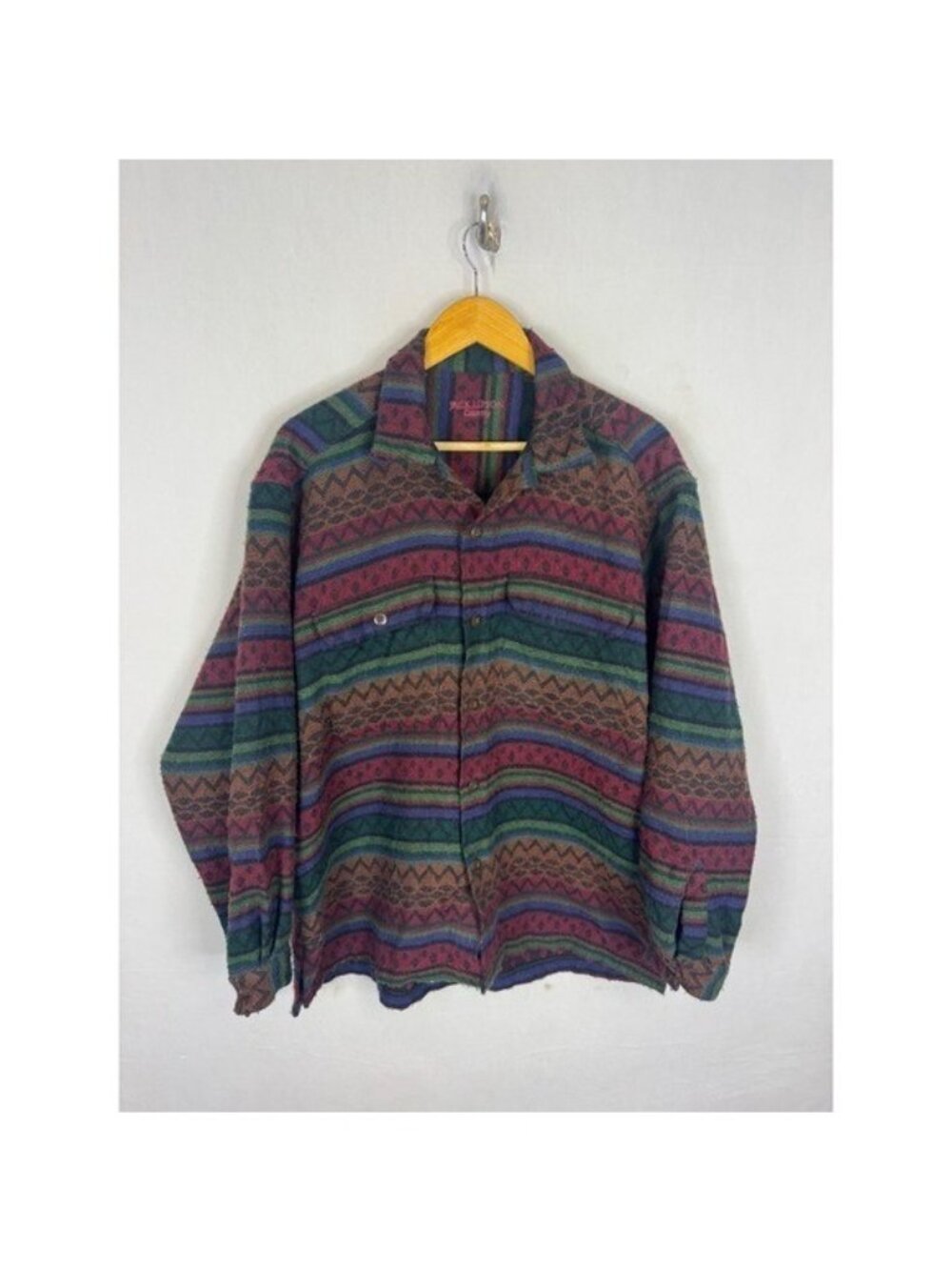 Jack Lipson Country Mens Multi Color Southwestern Geometric Button Up Shirt M